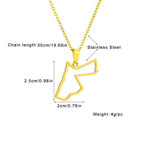 2025 Reino Hachemita de Jordania Mapa Bandera Colgante Joyería de acero inoxidable Regalo Collar de Jordania - Product Image 2