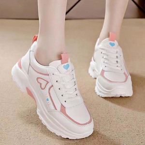 IStapromo Gifts Chaussures plates décontractées pour femmes, Chaussures de sport en cuir à talons hauts pour étudiantes, à semelle épaisse, à lacets, en maille, nouvelle collection très tendance - Product Image 5