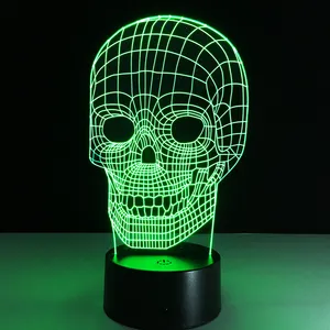 Nacht dekoration Benutzer definiertes Muster Illusion Lumina ria Schädel kopf 3D LED USB Lampe Tisch Nachtlicht