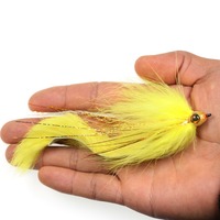 # Leurre de pêche à la mouche 2/0 Bunny Tail Streamer avec tête masquée et yeux de poisson 3D en époxy pour eau salée, pour la pêche au bar, au brochet, au musky et au steelhead