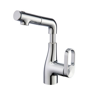 Basin Faucet Single Handle Ceramic Valve Core Pull Out <b>Spray</b> Deck <b>Mounted</b> Single Hole Hot Cold Water Tap - Product Image 2