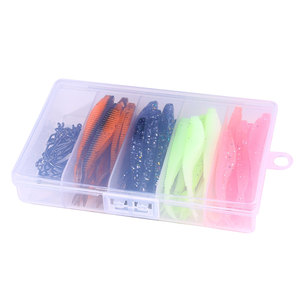 Kit de leurres souples en plastique en gros 60-en-1, ensemble d'équipement de pêche avec appâts vers et hameçons à manivelle tranchants, boîte à pêche portable - Product Image 5