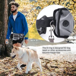 Dog Walking Waist Bag <b>Black</b> And Gray Waterproof Multi Functional Pet Training <b>Backpack</b> For Outdoor Use - Product Image 3