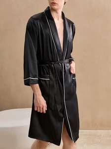 Hot Sale High Quality Solid Color Silk Satin Summer Nightdress Quick Dry Breathable Pajama <strong>Robe</strong> - Product Image 2