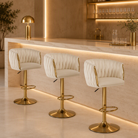 Tabouret de bar moderne nordique en velours noir, pivotant, hauteur réglable, chaise haute pour café, bistrot, pub, bar, restaurant