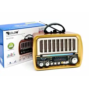 Golon Good Quality Retro Usb Radio RX-075D Rechargeable Wood Finish Wireless Am Fm Sw 3 Band Vintage Radio With USB/TF Slot
