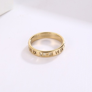 Bague unisexe plaquée or en alliage de métaux précieux, sertie de diamants taille princesse et chiffres romains, idéale pour mariage romantique – Nouvelle collection très prisée - Product Image 4
