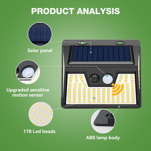 178 LED güneş işık açık <span class=keywords><strong>Solar</strong></span> lamba enerjili güneş işığı su geçirmez <span class=keywords><strong>PIR</strong></span> hareket sensörü sokak duvar işık bahçe dekorasyon için - Product Image 3