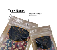 Pochette refermable recyclée à fermeture éclair avec finition brillante Sac en papier kraft biodégradable Emballage pour aliments secs Type PET Aliments pour animaux de compagnie