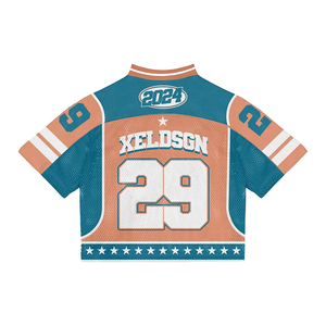 Tontons Custom Design Streetwear Mesh Boxy <b>Cropped</b> Football Jersey Unisex Sublimation Print Vintage T-shirt - Product Image 3