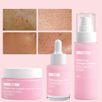 Kit de Soins Éclat et Hydratation au Collagène Rose PDRN Marque Blanche : Capsules, Crème, Sérum, Ampoule, Niacinamide, ADN de Sodium pour l'Élasticité