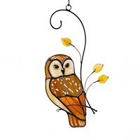 Vitrail personnalisé hibou en or suspendu Art déco Design Style cadeau pour elle Figurine sur support