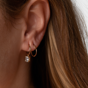 PVD Gold Plated 316L Stainless Steel Hoop <b>Earrings</b> With Clear Stone Fine Dangle Jewelry - Product Image 3