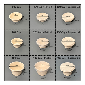 1Oz 2Oz 4Oz Dùng Một Lần Phân Hủy Sinh Học Takeaway Mía Sợi Bã Mía Bột Giấy Nước Sốt <span class=keywords><strong>Cup</strong></span> Với Nắp - Product Image 4