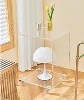 Table basse mobile multifonctionnelle pour la maison hôtel nouvelle mode en acrylique transparent à double niveau avec roulettes