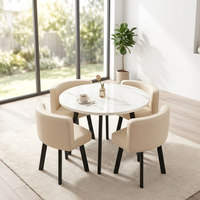 Table à manger ronde en marbre de style nordique moderne + 2 chaises, ensemble pour la cuisine et l'hôtellerie