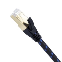 4m BC jaket kepang hitam dan biru FFTP CAT8 26AWG(7/0.16MM) kabel Ethernet kabel Patch dengan bahan PVC