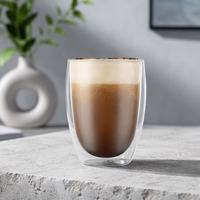 Ensemble de 6 verres à double paroi JY, 350 ml, tasses à latte, résistantes au micro-ondes, pour boissons froides, soufflées à la bouche