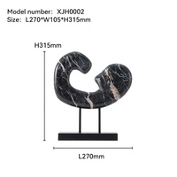 Sculpture abstraite en marbre personnalisable, art en pierre noir et blanc, ornement décoratif avec base en métal pour commande en gros