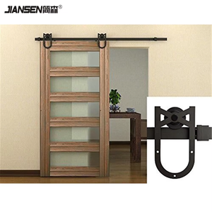 Kit de quincaillerie pour <span class=keywords><strong>porte</strong></span> de grange coulissante personnalisable Accessoire de base pour <span class=keywords><strong>porte</strong></span> en bois robuste noir Kit de quincaillerie pour <span class=keywords><strong>porte</strong></span> de grange suspendue - Product Image 1