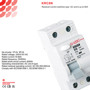 Dispositivos de corriente residual al por mayor 240V 415V RCD Disyuntor 16A 25A 40A 63A AC / A Tipo 6kA 30mA 100mA Disyuntor RCD - Product Image 3