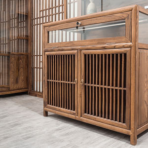 Gabinete de Isla de joyería de madera maciza moderna, Mostrador de cristal transparente para exhibición de vino de tabaco de museo, muebles de sala de estar elegantes - Product Image 3