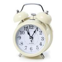 Jam Alarm Mini Logam Kreatif 40mm, Jam Meja Senyap untuk Samping Tempat Tidur, Tampilan Jarum, Lampu Malam, Desain Geometris untuk Dekorasi Rumah