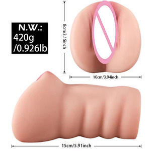 Männer-Masturbator mit Doppelkanal, 3D-realistische Textur, Anal- und Vaginal-Sexspielzeug für Erwachsene, Taschenmuschi für Männer und Jungen - Product Image 3