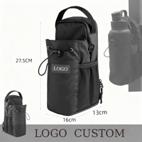 Sac de sport unisexe en polyester Oxford avec cordon de serrage et fermeture magnétique, porte-bouteille d'eau, porte-gobelet bandoulière, organisateur pour téléphone et clés