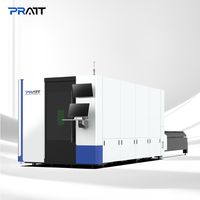 Machine de découpe laser à fibre haute puissance grand format pour tôles avec plateforme d'échange à couvercle entièrement fermé