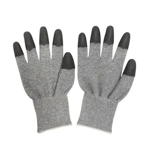 Fournisseur d'or Gants supérieurs antistatiques à pois en PVC enduit de PU noir Gants ESD Top Fit