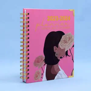 Agenda annuale Agenda personalizzata con corno di protezione dorato Agenda mensile giornaliera tasca interna a due lati perfetta per la pianificazione