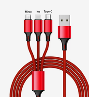 Kabel Data USB C Tipe C 3 in 1 Premium Berkualitas Tinggi dengan Jalinan Nilon, Kabel Pengisian Cepat 3A untuk Pengisi Daya iPhone Tipe C Android