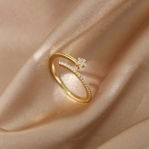 <span class=keywords><strong>Bague</strong></span> ouverte ajustable en laiton, anneau en acier inoxydable, plaqué or, <span class=keywords><strong>2022</strong></span> - Product Image 1