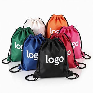 Cadeau promotionnel de logo personnalisé Sac à provisions en polyester avec cordon de serrage Sacs à dos de sport avec cordon de serrage Sacs à provisions avec logos - Product Image 1