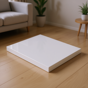 Modern Short <b>Shelf</b> For Living Room Cabinet 38x50 Cm Glossy <b>White</b> Finish - Product Image 2