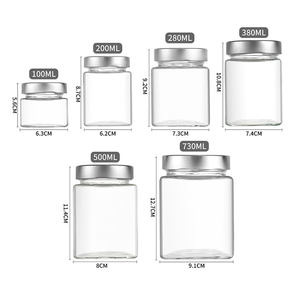 Conteneur de stockage carré pour <span class=keywords><strong>maison</strong></span> Bouteilles vides Bocaux en verre en conserve Bouteilles de sauce 380ml 500ml 730ml avec couvercle en métal profond - Product Image 6