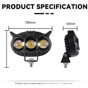 Three Eye <b>Spotlight</b> Lens White Yellow Dual Color High Beam Long Range For Electric Vehicle Motorcycle Aviation Aluminum - Product Image 3