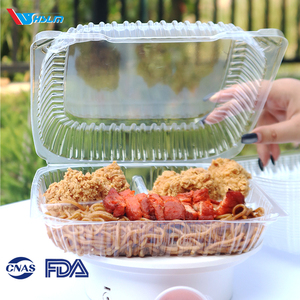 Contenedor de comida desechable de plástico transparente <span class=keywords><strong>Clamshell</strong></span> desechable para sándwiches de hamburguesa para llevar
