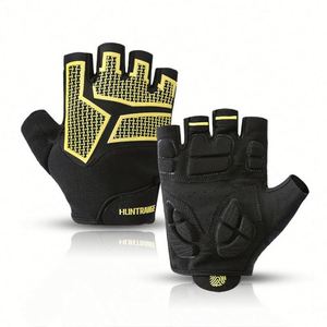 Leather Semi-finger Touch Screen Cycling Ski Summer Outdoor Anti-skid Shock Absorption Breathable Fitness Quick Impact <b>Gloves</b> - Product Image 1