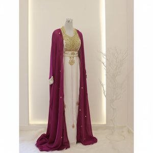 Kaftan islámico marroquí moderno para mujer Vestido de playa largo hasta el suelo con suministro ODM de manga larga transpirable - Product Image 1