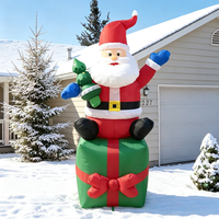 Décoration de Noël gonflable 3m Père Noël sur arbre en tissu Oxford pour extérieur, jardin, fête, événement, durable