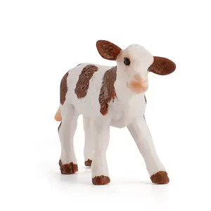 Animale paesaggio agricolo marrone e bianco piccola mucca decorazione bambini simulazione pollame modello puzzle tecnologia desktop