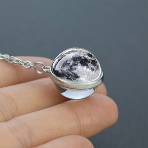 Pianeta Collana In Argento Placcato Sistema Solare Terra Giove Mercurio Nettuno Double Side Collana della Sfera di Vetro Astronomia Pendente - Product Image 3