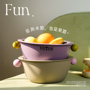 Double Round Handle Plastic Drain Basket Large Quick Drain Versatile Kitchen Use - Product Image 4