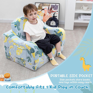 Children's Foldable <b>Sofa</b> Shell Shape Reclining Chair With Handrails Fabric High Elasticity Foam For <b>Kids</b> 2 Years And Above - Product Image 3
