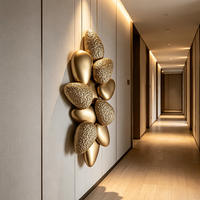 Décoration Murale Abstraite en Métal Doré Façon Galet, en Aluminium Coulé, Taille Personnalisée, pour Villa, Hôtel, Usine, Fournisseur en Gros