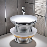 Desagüe de lavabo de acero inoxidable moderno con diseño de botón pulsador emergente de desbordamiento, enchufe emergente de baño para baños y bañera