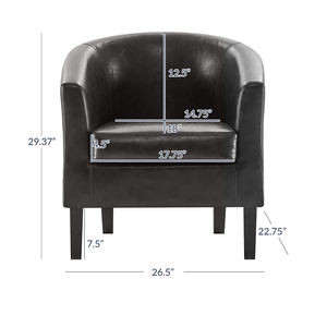 <span class=keywords><strong>Fauteuil</strong></span> d'appoint en similicuir noir, <span class=keywords><strong>fauteuil</strong></span> <span class=keywords><strong>club</strong></span> avec rembourrage doux et pieds robustes pour salon, chambre à coucher - Product Image 3