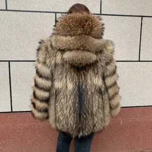 Cappotto Invernale <span class=keywords><strong>da</strong></span> <span class=keywords><strong>Donna</strong></span> con Cappuccio in Vera Pelliccia di Volpe, Giacca Invernale in Pelle con Pelliccia Naturale - Product Image 5